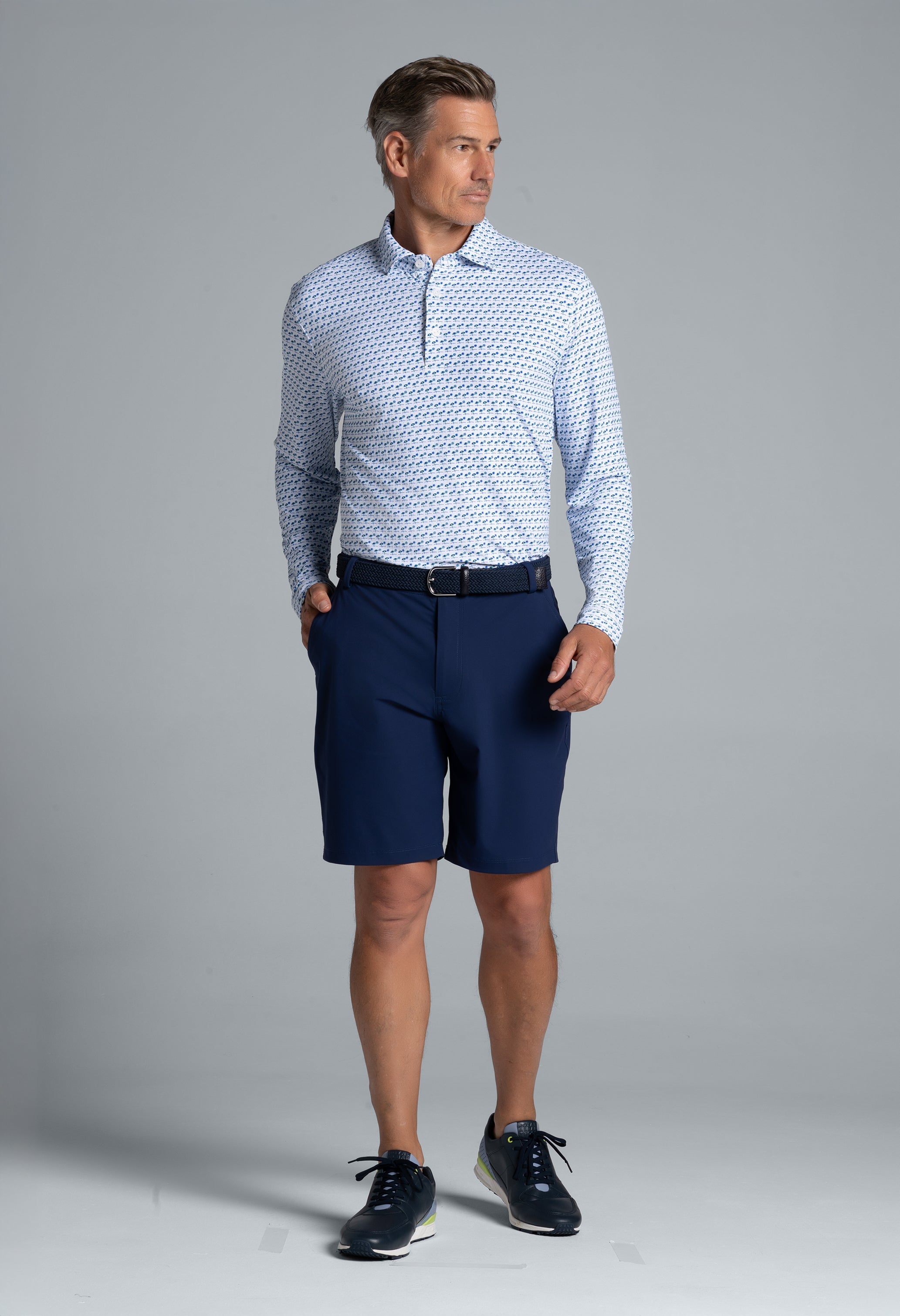 Beach Day Print Long Sleeve Polo β 95174 (Modern Fit)