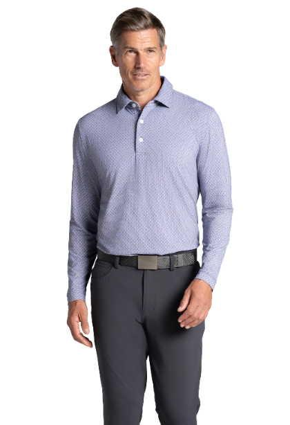 Square Spiral Print Long Sleeve Polo β 95169 (Modern Fit)