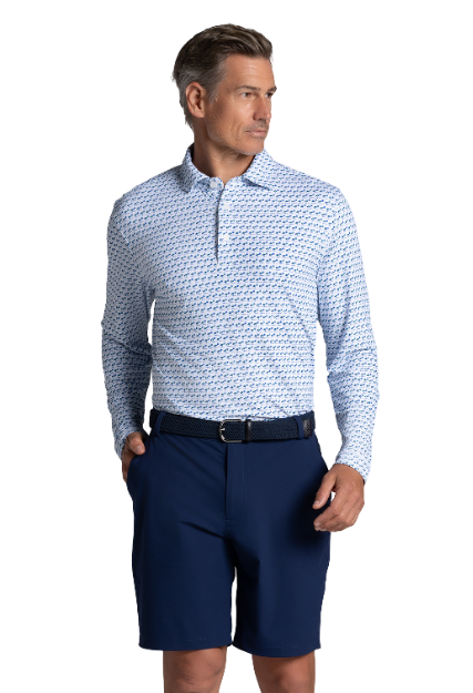 Beach Day Print Long Sleeve Polo β 95174 (Modern Fit)