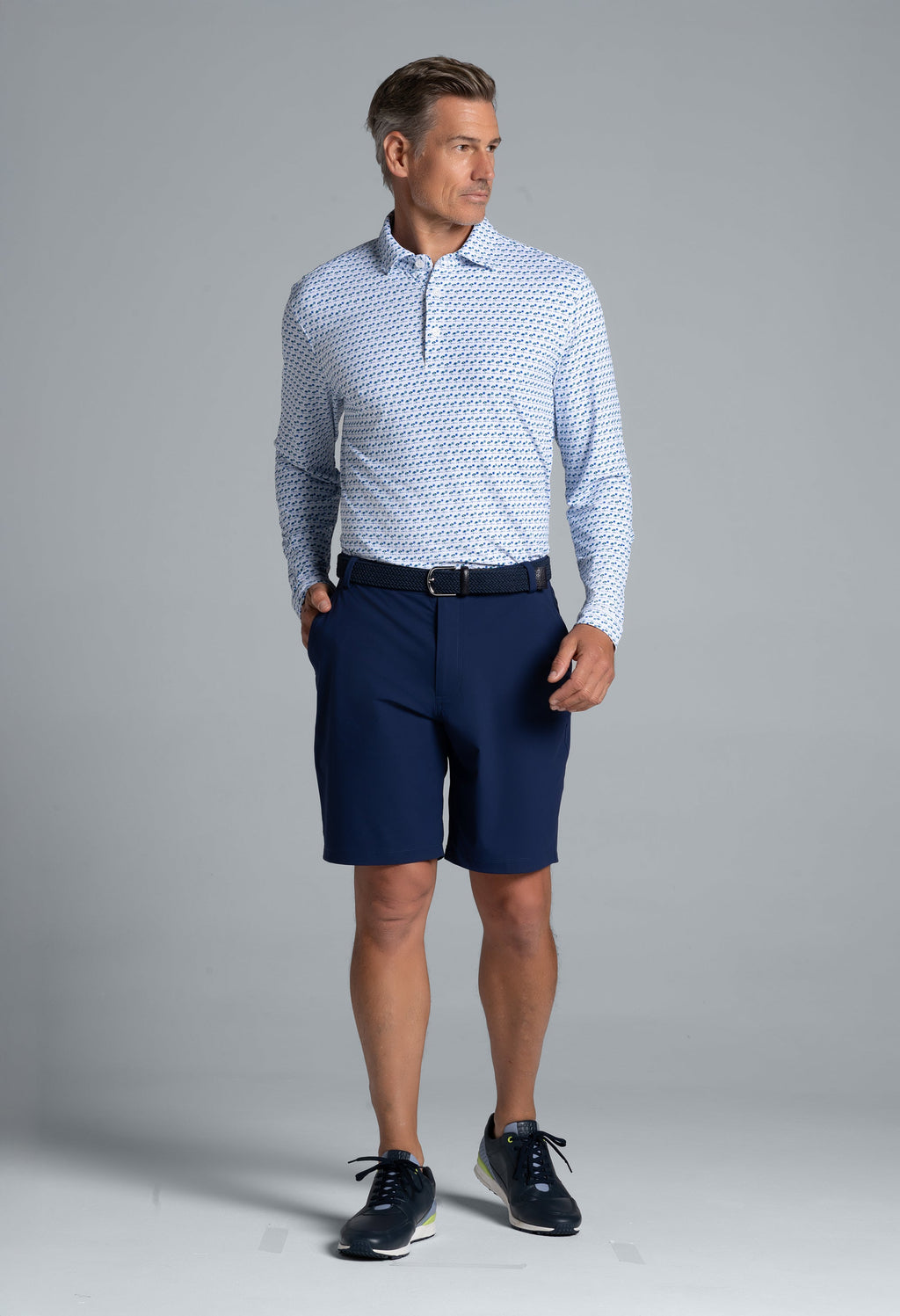 Beach Day Print Long Sleeve Polo – 95174 (Modern Fit)